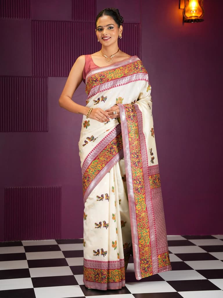 Mimosa Women's Woven Design Banarasi Style Art Silk Saree With Blouse Piece : SA00001992HWFREE — photo 2