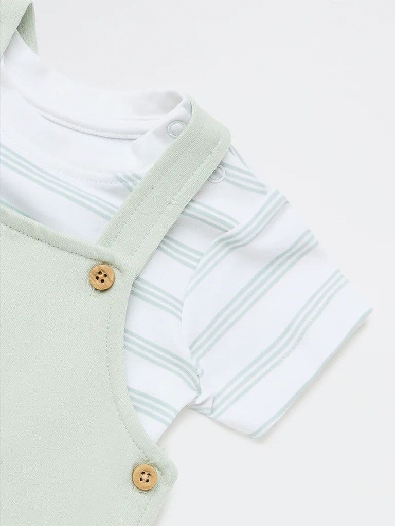 HOP Baby Boys Sage Animal Printed Cotton Dungaree and T-Shirt Set — photo 4
