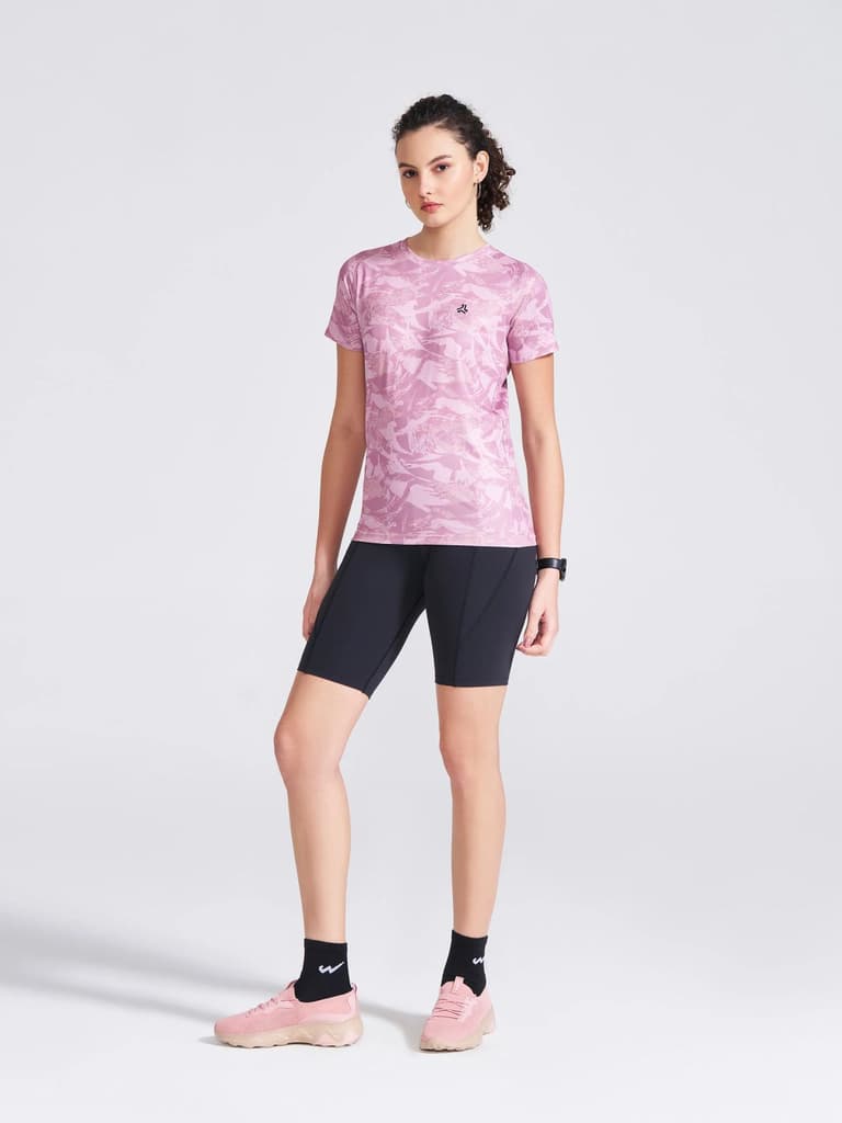 Women's Pink Printed Round Neck T-Shirt — photo 4