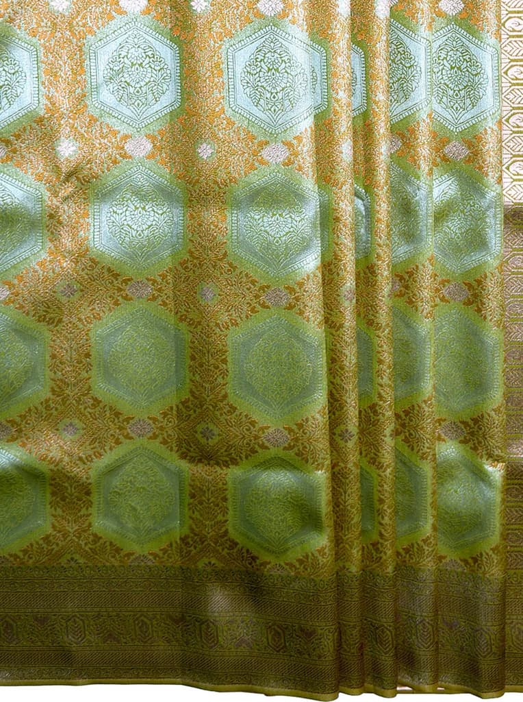 MIMOSA Women's Woven Design Kanjivaram Style Art Silk Saree with Blouse Piece - Olive ( SA00002246OLFREE ) — photo 6