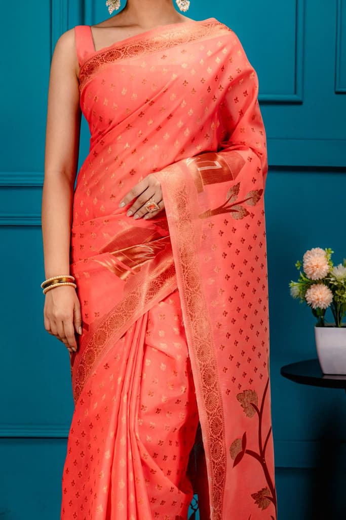 Mimosa Women's Woven Design Banarasi Style Art Silk Saree With Blouse Piece : SA00001828GJFREE — photo 3