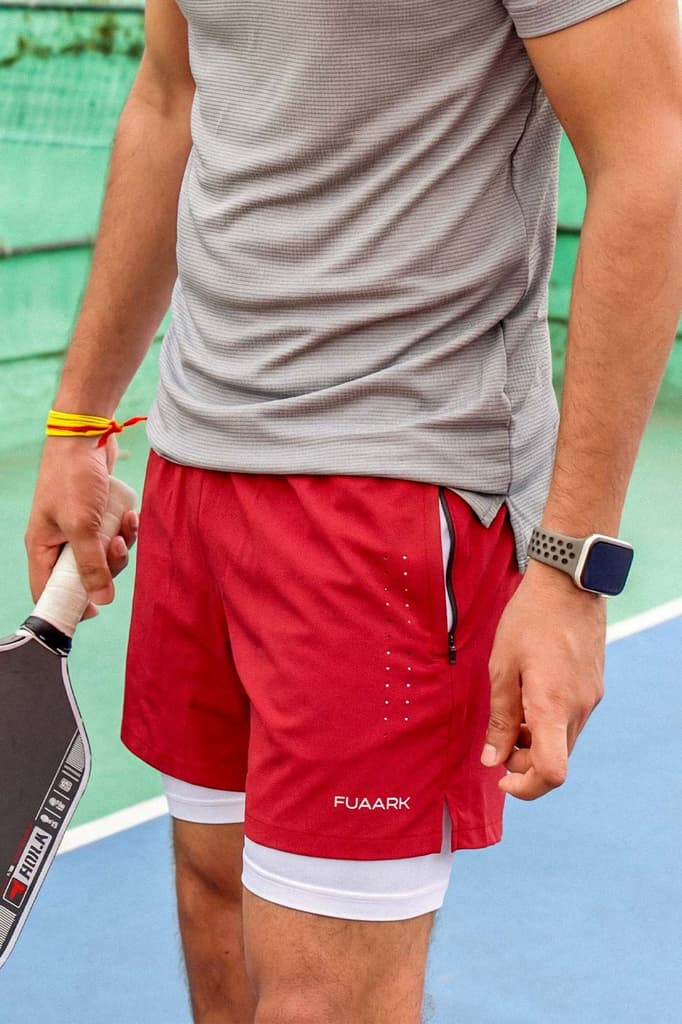 2 in 1 Laser Shorts Red — S