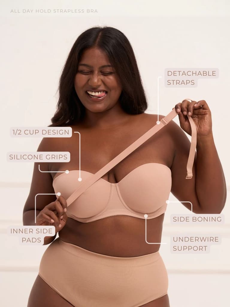 All Day Hold Strapless Bra - Underwired Lightly Padded Bra with Demi Cups — photo 2