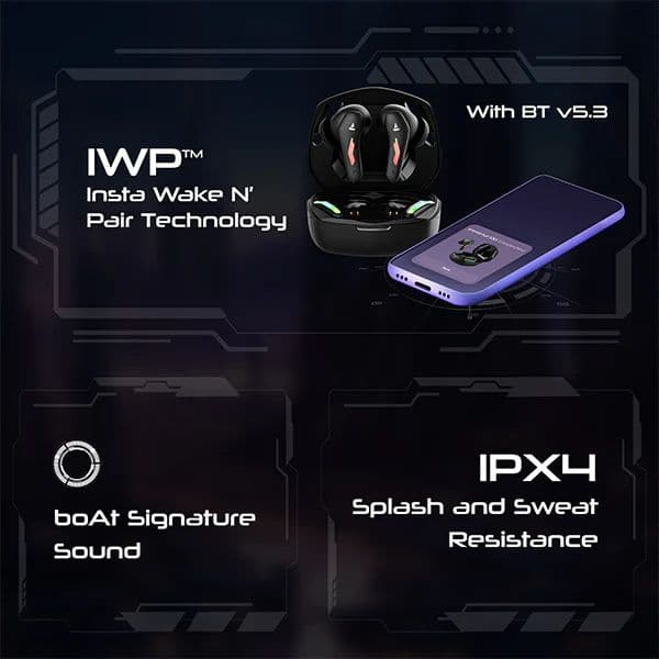 boAt Immortal 100 | Bluetooth Gaming Wireless Earbuds with BEAST™ Mode, IWP Technology, ENx™ Technology, 30 Hours Playback — photo 7