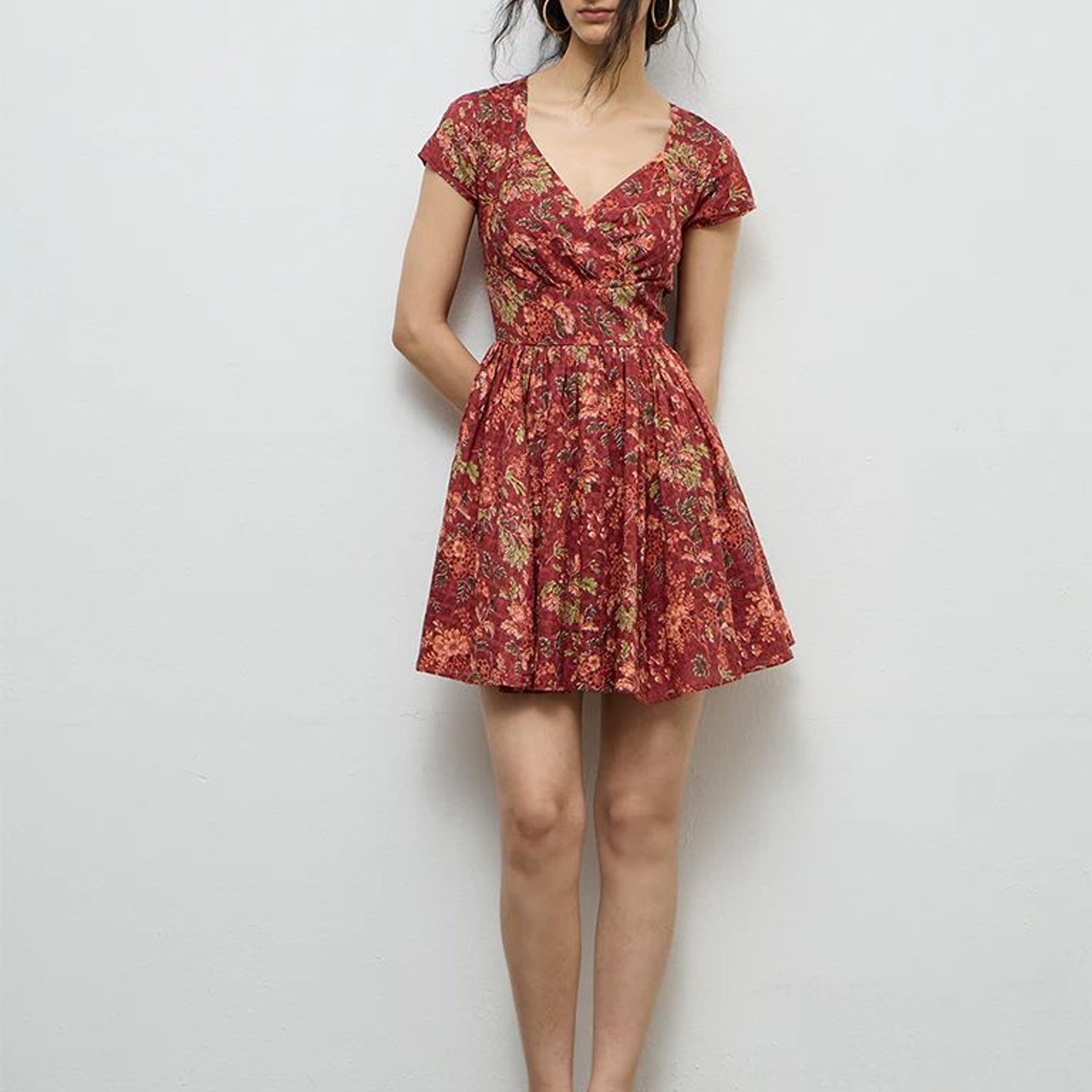 Bombay Paisley Rust Printed Cotton A-Line Dress