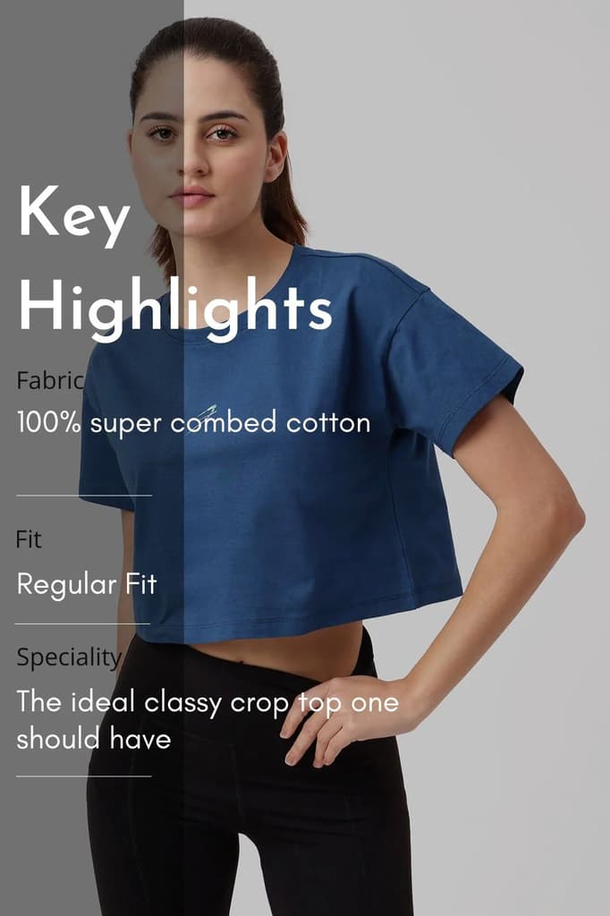 Brisk Cotton Crop Top Teal — photo 6