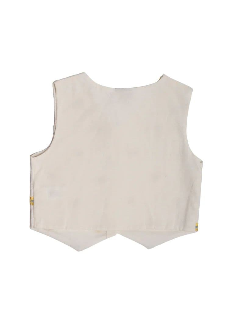 Utsa Kids Girls White Embroidered Cotton-Blend Waistcoat - (8-14 yrs) — photo 4
