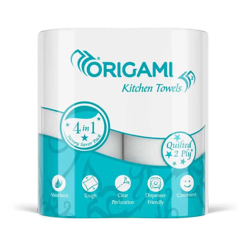 Origami 2Ply 4 in 1 Kitchen Tissue Roll | 60 Pulls Per Roll