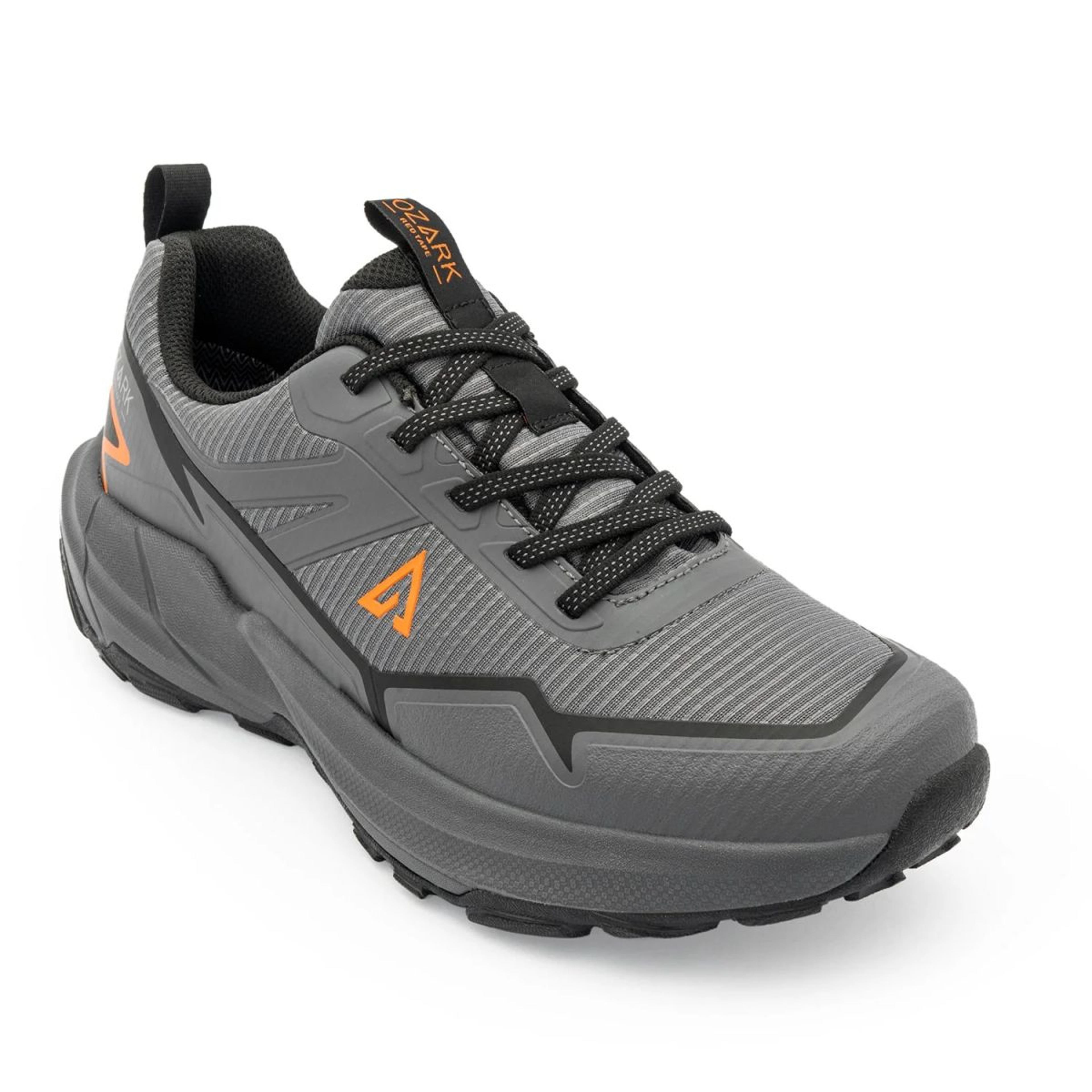 Ozark Grey and Black Trail Running Shoes for Men | Low-Cut Outdoor