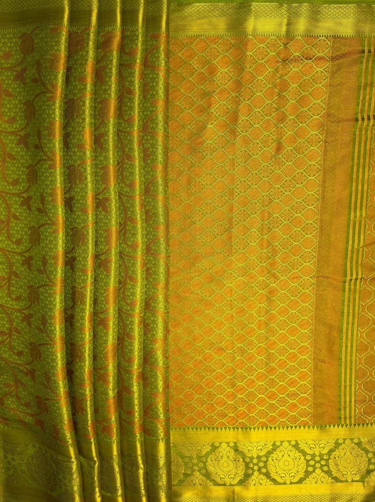 MIMOSA Women's Woven Design Kanjivaram Style Art Silk Saree with Blouse Piece - Olive ( SA00003141OLFREE ) — photo 7