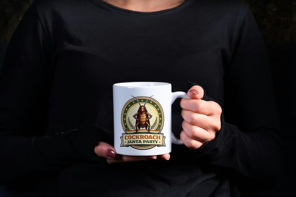 Cockroach Janta Party Ceramic Coffee Mug, Funny Printed Tea & Coffee Cup, Gag Gift for Office and Home