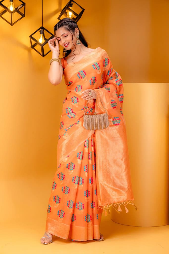 Mimosa Women's Woven Design Banarasi Style Art Silk Saree With Blouse Piece : SA00001595PCFREE — photo 5
