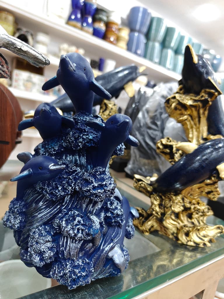Blue Dolphin Statue | Decorative | Glass | Blue