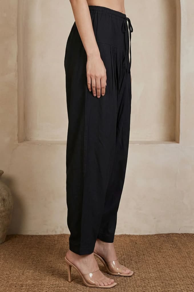 Black Solid Rayon Tapered Fit Ankle Length Patiala Salwar — photo 3