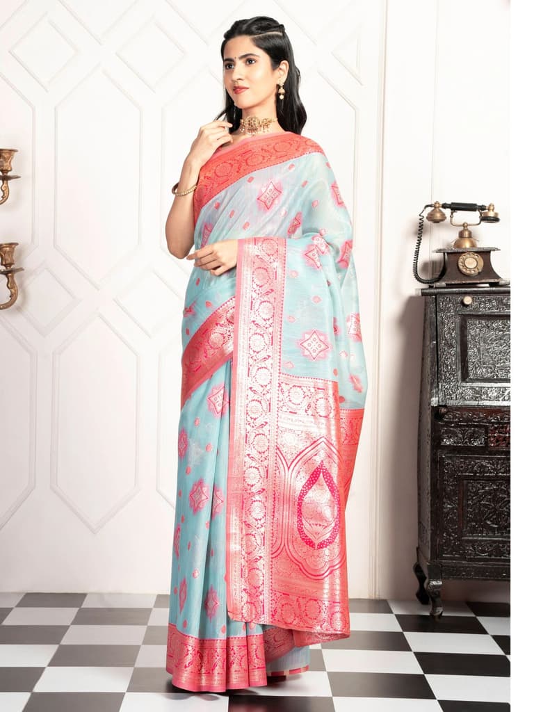 Mimosa Women's Woven Design Kanjivaram Style Art Silk Saree With Blouse Piece : SA00002068SFFREE — photo 3