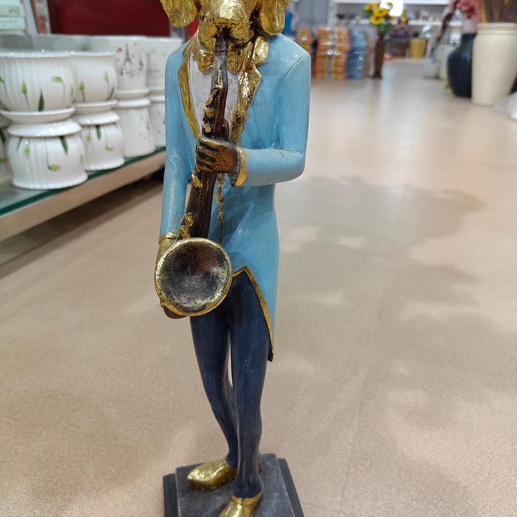 Gold Trumpet Statue | Musical Instrument | Gold | Blue