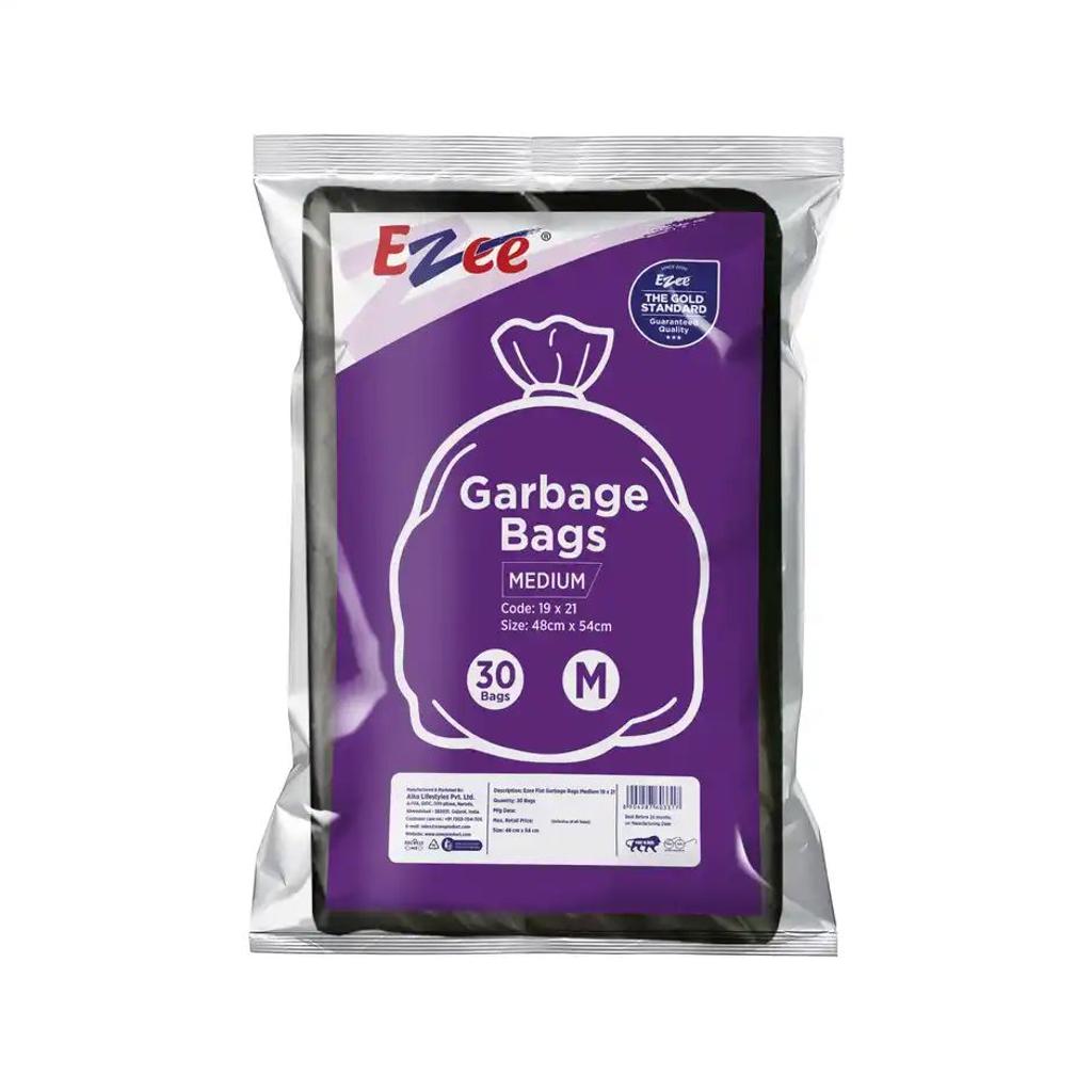 Ezee Flat Garbage Bags Medium Black | 19 x 21 Inch