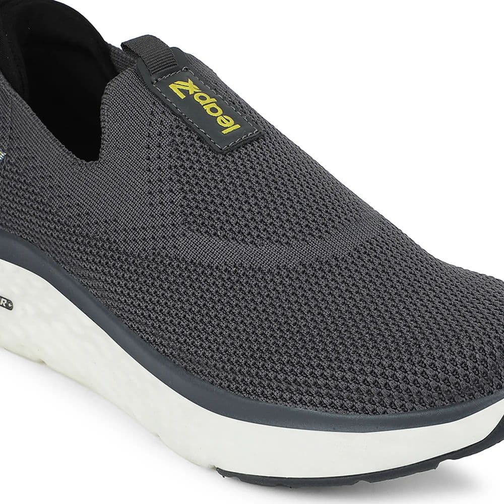 Leap7x Dark Grey Sports Non Lacing Walking Shoes For Men NITRUN-2 By Liberty — photo 4