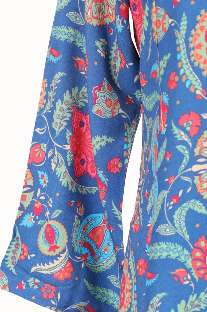 Blue Floral Printed Pure Cotton Straight Kurta — photo 7