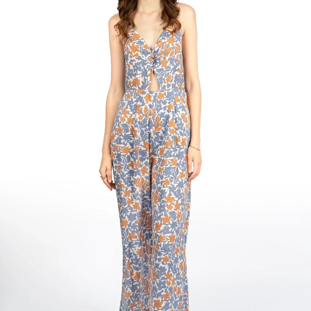 Multicolour Floral Fitted Jumpsuit in Rayon