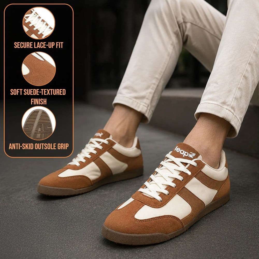 Leap7x Brown Casual Lacing Sneakers For Men DECIAN-4E By Liberty — photo 3