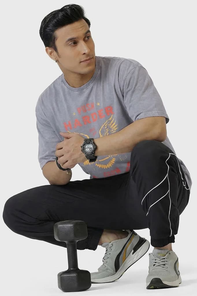 Push Harder Washed Oversized T-shirt Light Grey — photo 4