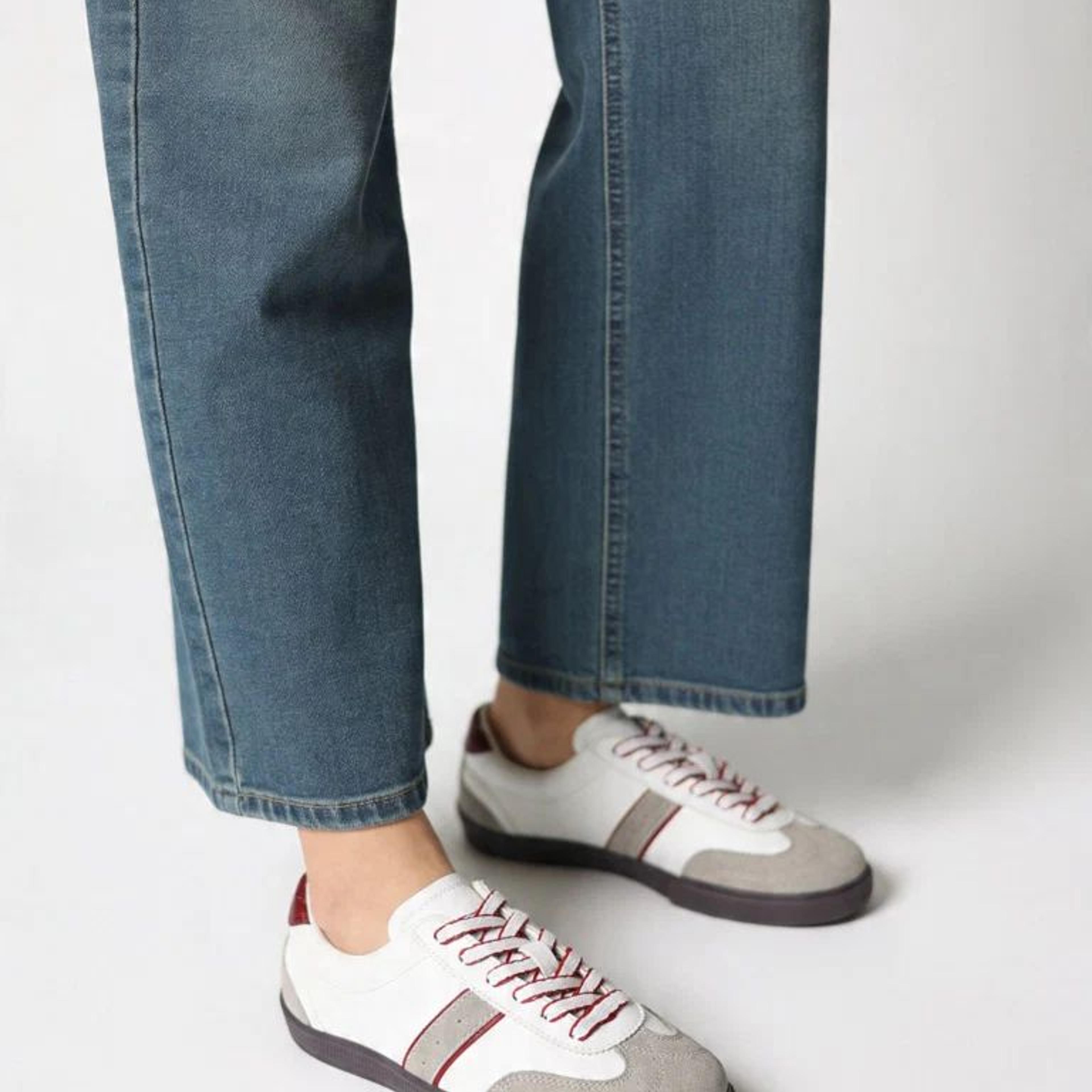 LUNA BLU White Lace-Up Textured Sneakers