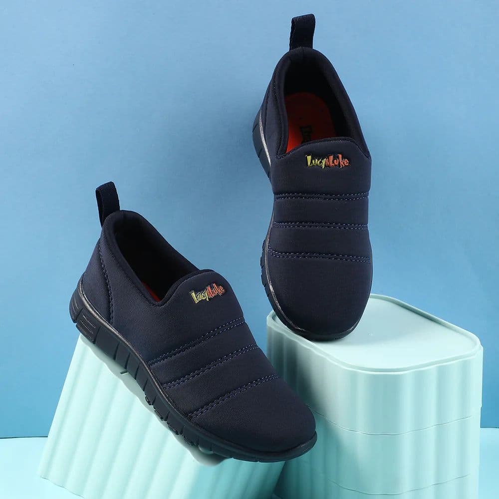 Lucy & Luke Navy Blue Sports Non Lacing Walking Shoes For Kids 2123-34 By Liberty — photo 4