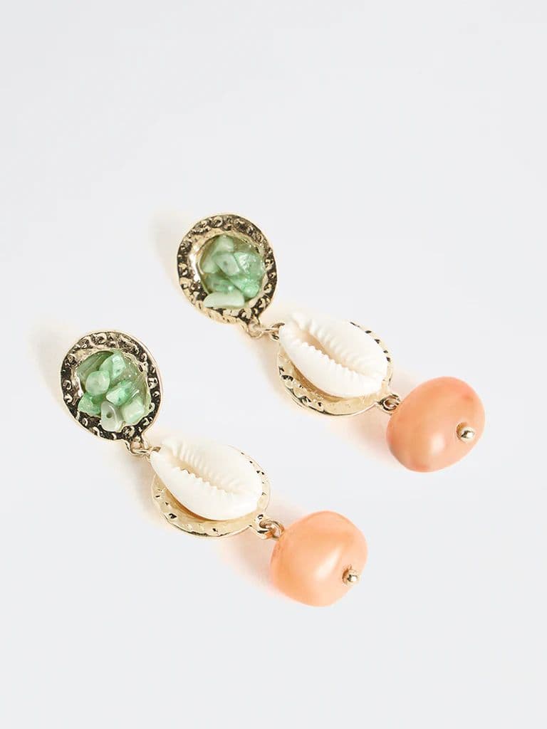 Westside Accessories Multicolour Shell and Bead Dangler Earrings — photo 2