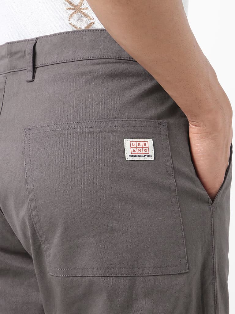 Men's Dark Grey Regular Fit Solid Cargo Chino Pant with 6 Pockets Stretchable — photo 7