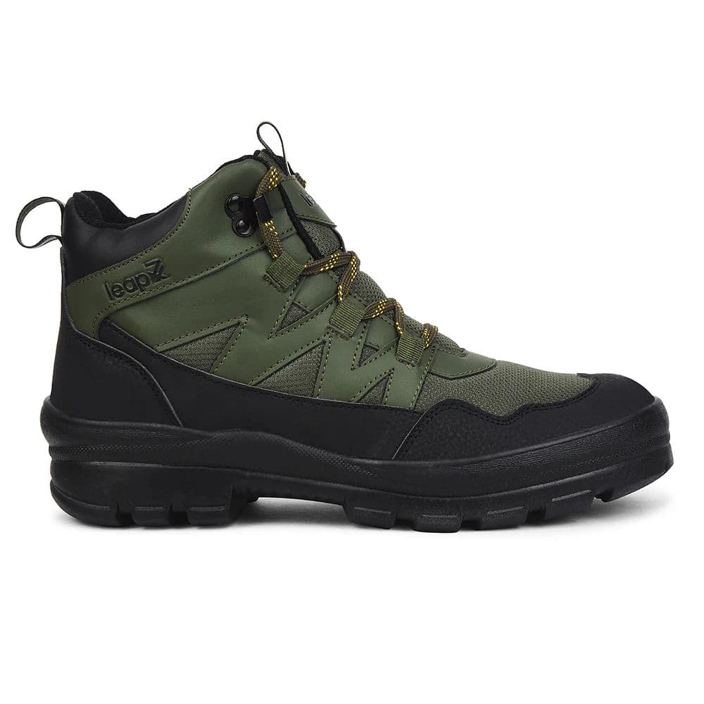 Leap7x Olive Green Sports Lace-Up Trekking Shoes For Men DRAWNER-1E By Liberty — photo 2
