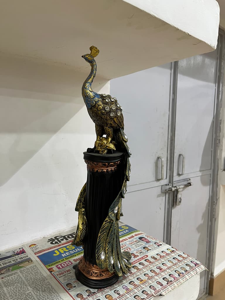 Golden Peacock Feather Statue | Decorative | Gold | Peacock Feather