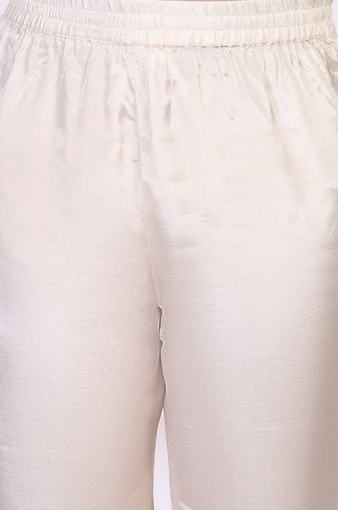 Off-White Embroidered Straight Viscose Kurta — photo 7