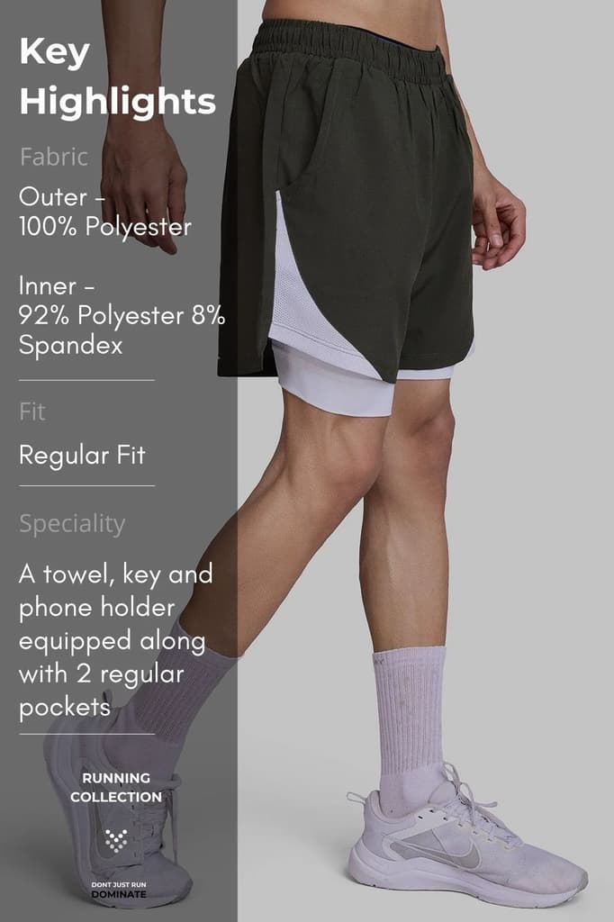 2 in 1 Mesh Shorts Olive — photo 6