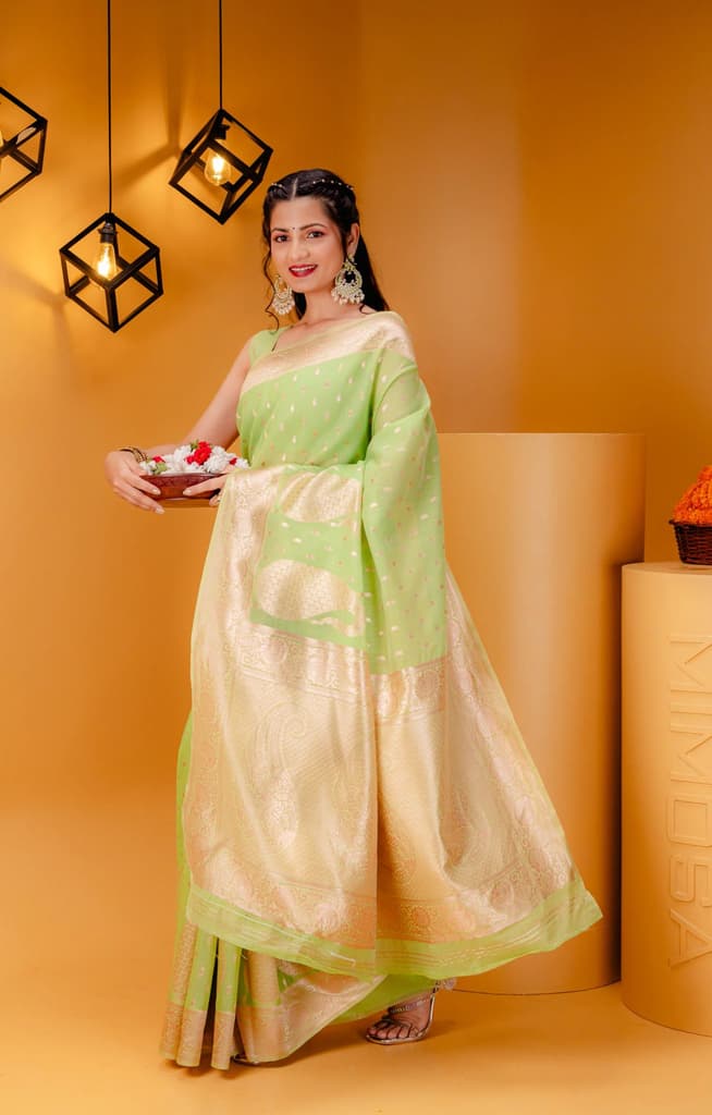Mimosa Women's Woven Design Banarasi Style Art Silk Saree With Blouse Piece : SA00001779PSFREE — photo 5