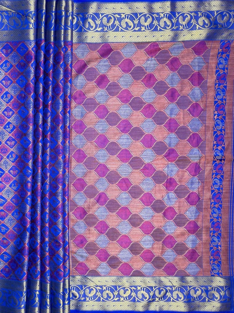 MIMOSA Women's Woven Design Patola Style Raw Silk Saree with Blouse Piece - Royal blue ( SA00003140RBFREE ) — photo 7