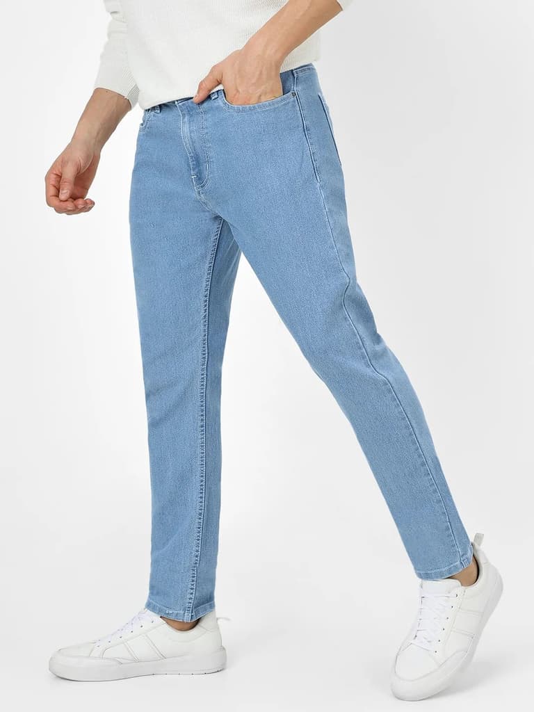 Men's Light Blue Slim Fit Denim Jeans Stretchable — photo 3