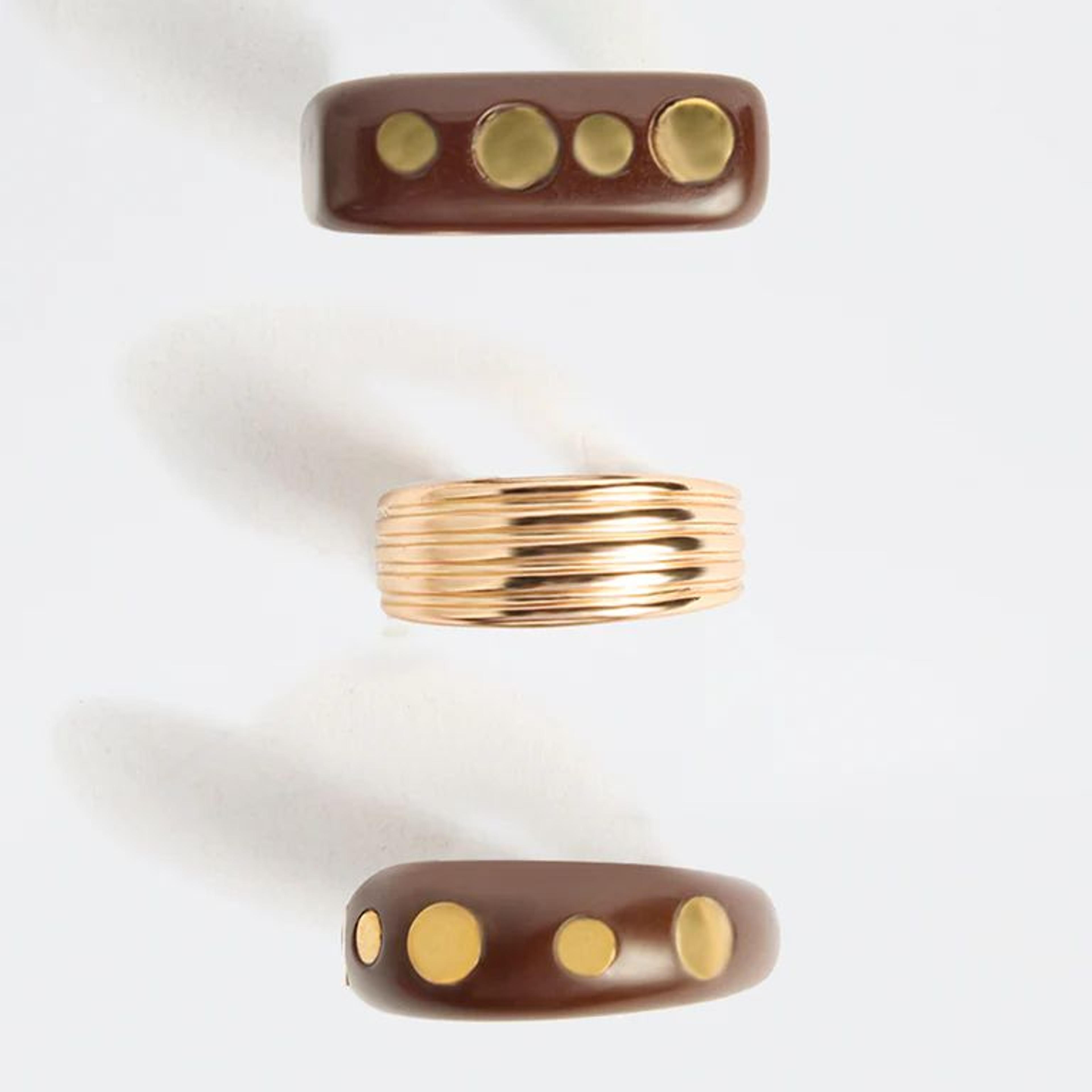Westside Accessories Multicolour Resin and Metal Rings - Pack of 3