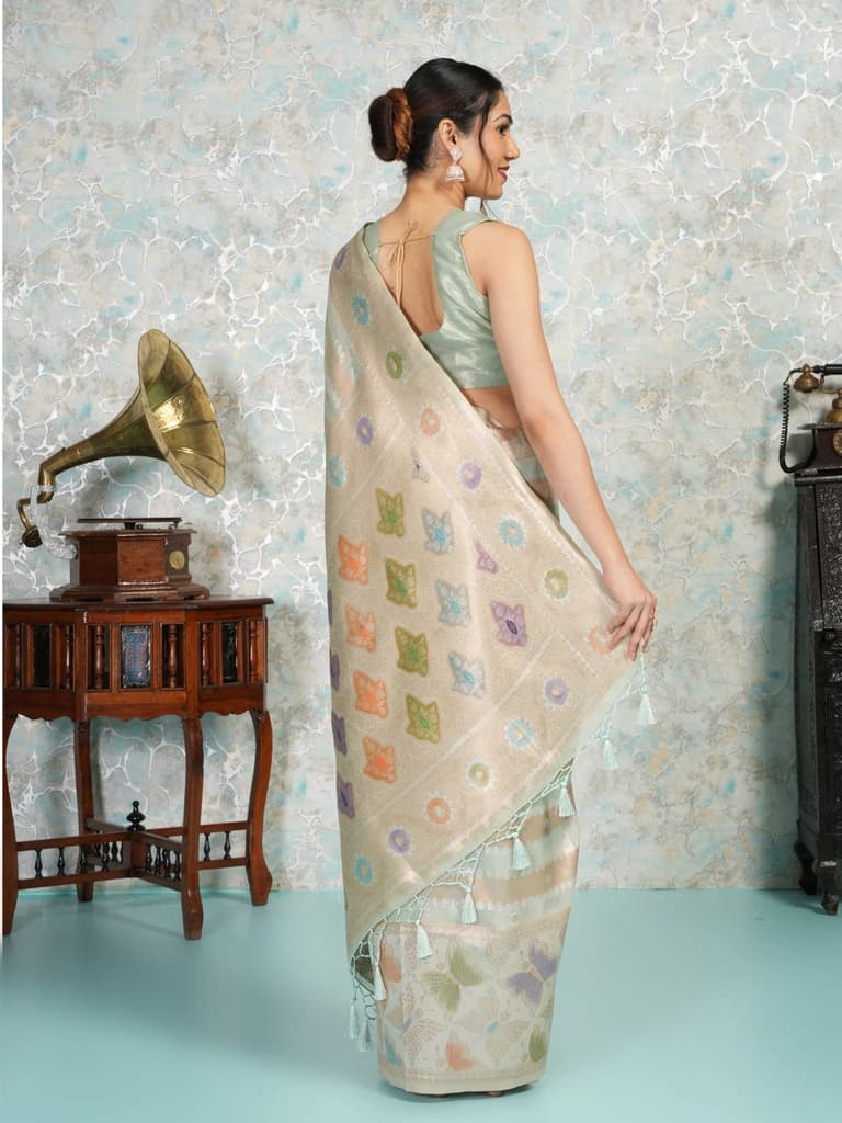 Mimosa Women's Woven Design Banarasi Style Art Silk Saree With Blouse Piece : SA00002065RMFREE — photo 4