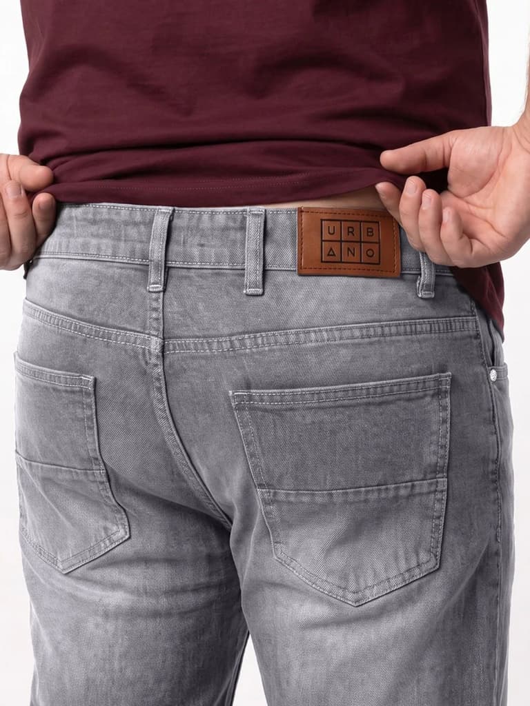 Plus Men's Light Grey Relaxed Fit Washed Denim Jeans Non-Stretchable — photo 6