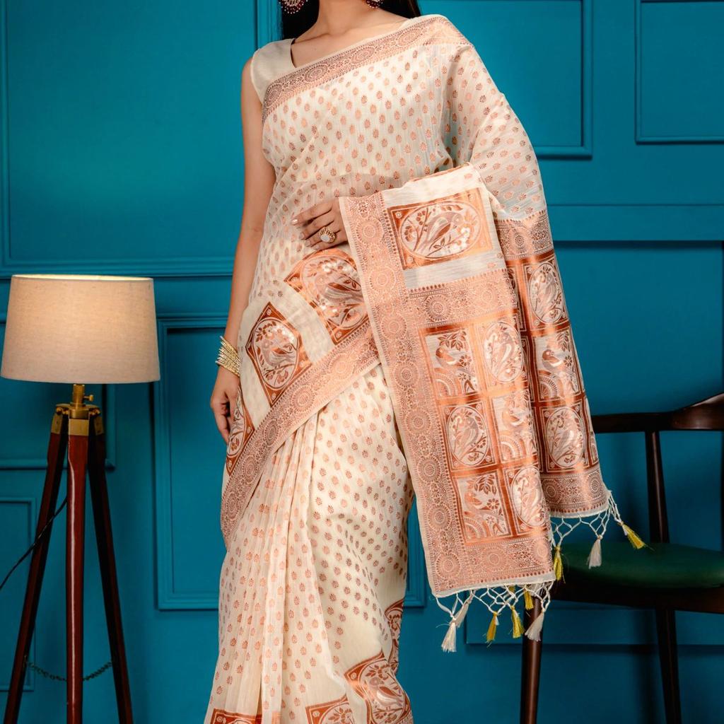 Mimosa Women's Woven Design Banarasi Style Art Silk Saree With Blouse Piece : SA00001807HWFREE