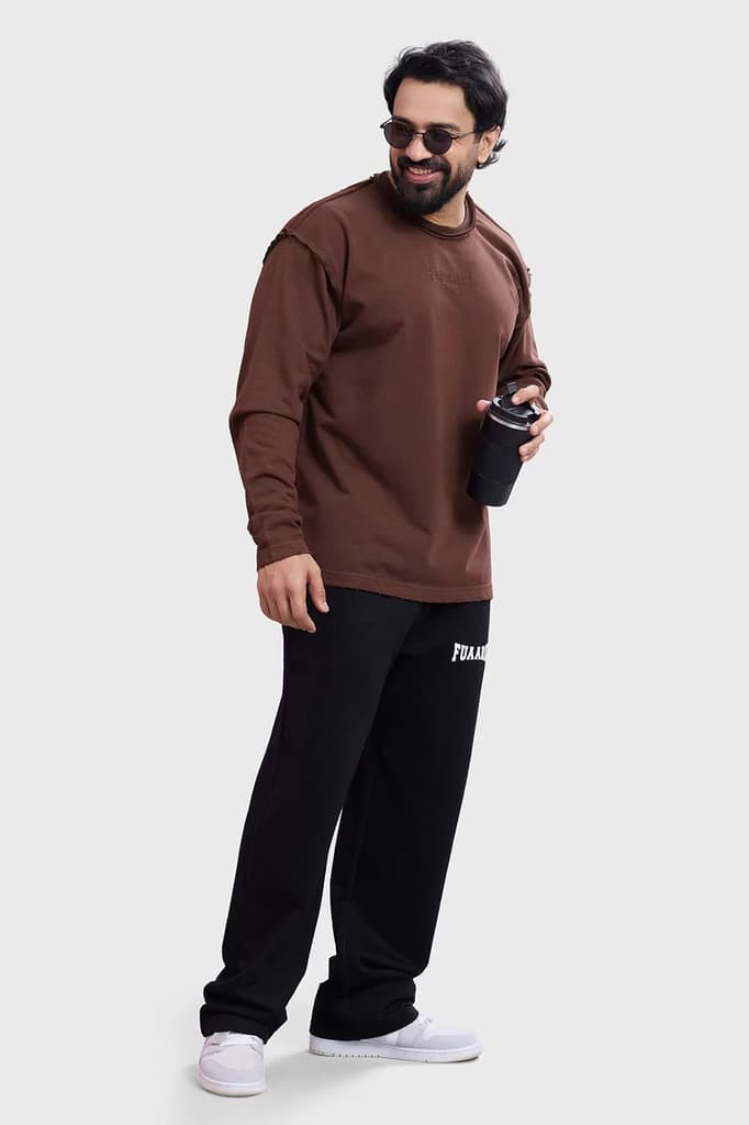 Shell Raw Sweatshirt Brown — S