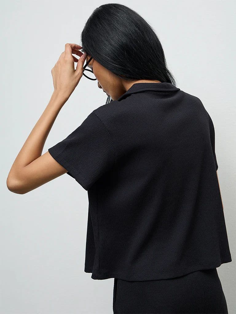 Superstar Black Waffle-Textured Shirt — photo 4