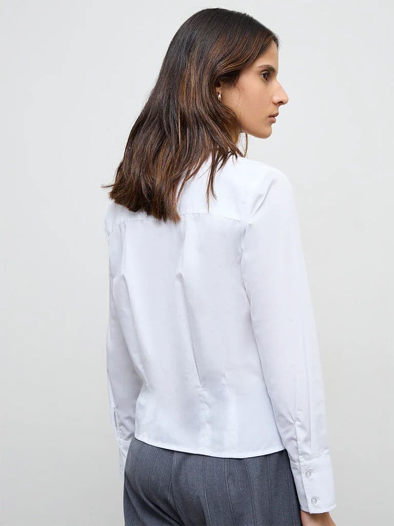 Wardrobe White Solid Shirt — photo 4