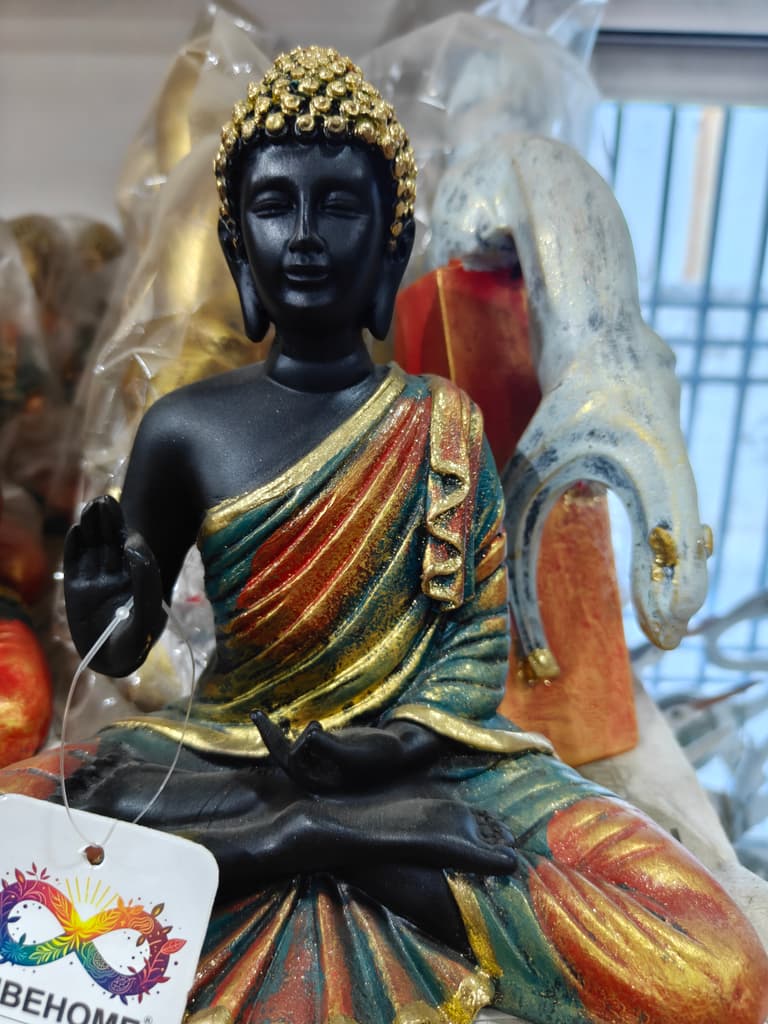 Black Buddha Statue | Gold Trim | Meditation Aid | Yoga