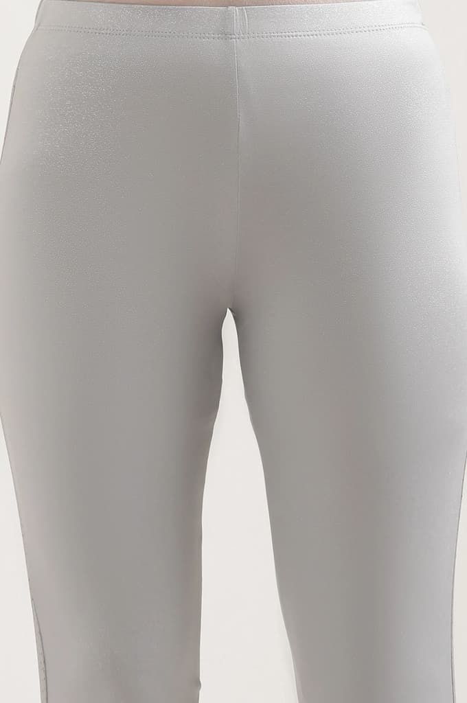 Silver Solid Skinny Fit Tights With Elasticated Waist — photo 6