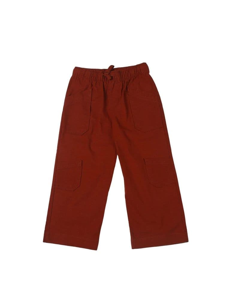 HOP Kids Boys Rust Solid Relaxed-Fit Cotton Trousers — photo 3