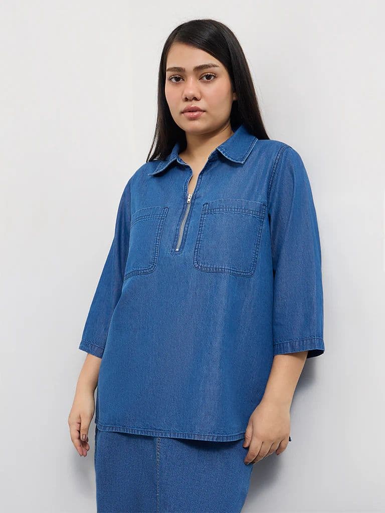 Gia Blue Denim Blouse