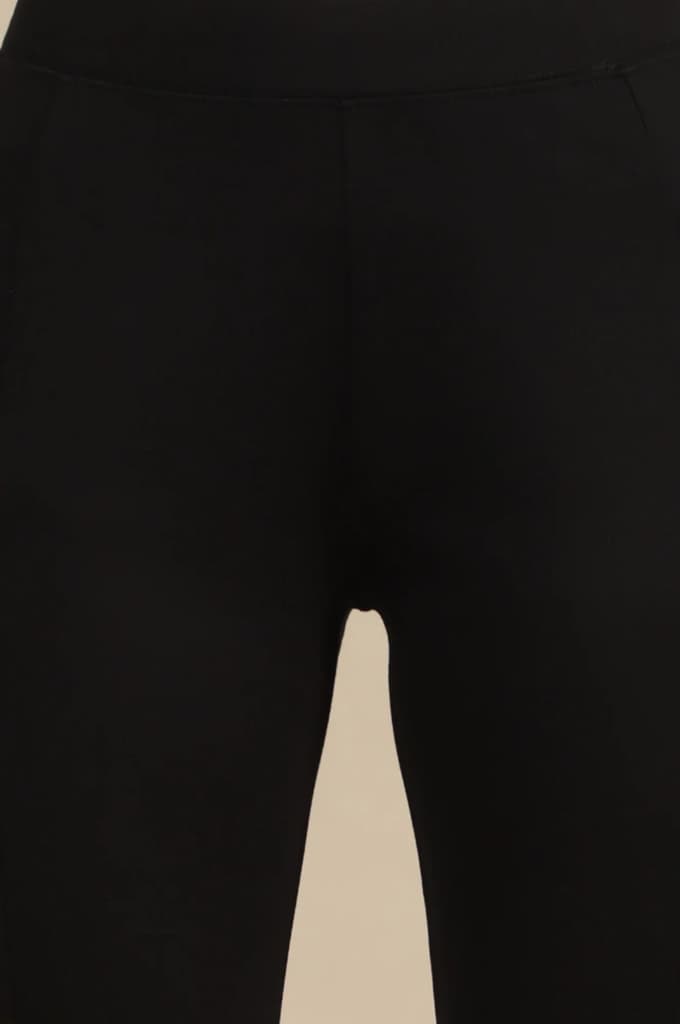 Black Solid Skinny Fit Yoga Tights With Elasticated Waist — photo 6