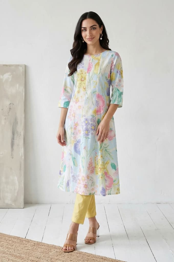 Yellow Solid Straight Fit Pants with Lace — photo 4